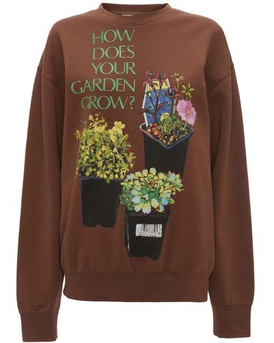 JW Anderson Graphic-print Organic Cotton Sweatshirt - Brown