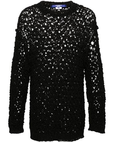 Junya Watanabe Open-knit Linen-blend Sweater - Black