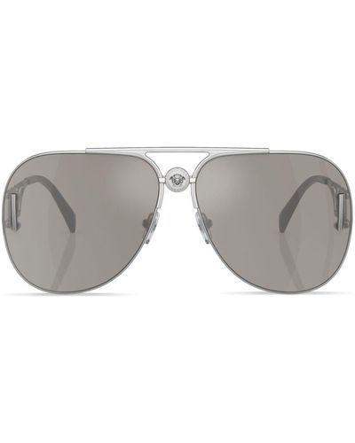 Versace -tone Medusa biggie Pilot-frame Sunglasses - Unisex - Metal - Gray