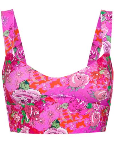 Amir Slama Floral print cropped top - Rosa