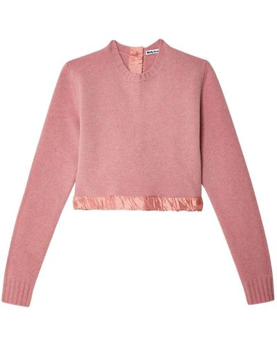 Molly Goddard Katia Satin-trim Sweater - Pink