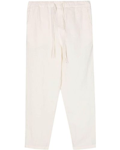 120% Lino Pantalon en lin à coupe fuselée - Blanc