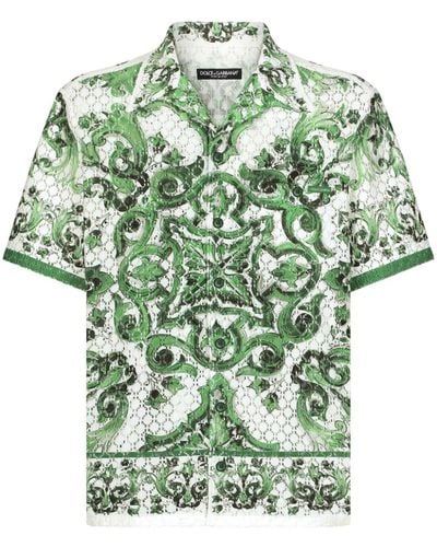 Dolce & Gabbana Majolica-print Crochet Shirt - Green
