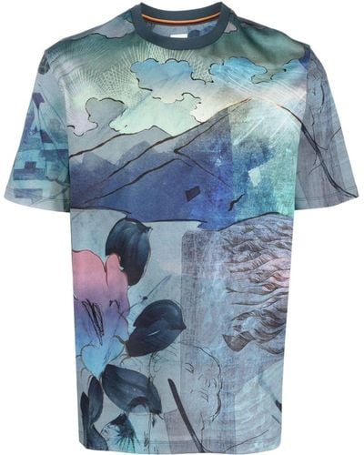 Paul Smith Katoenen T-shirt Met Print - Blauw