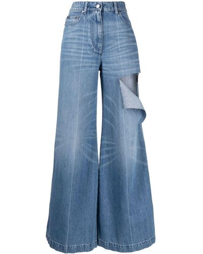 Peter Do Ripped Wide-leg Jeans - Blue