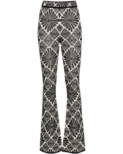 Sandro Floral-embroidered Flared Pants - Gray
