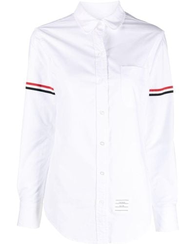 Thom Browne Striped-grosgrain Cotton Shirt - White