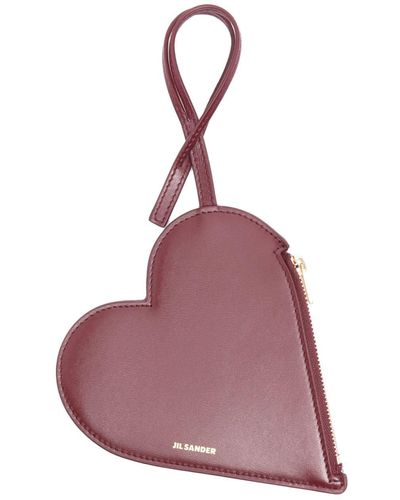 Jil Sander Heart-shaped Leather Pouch - Purple