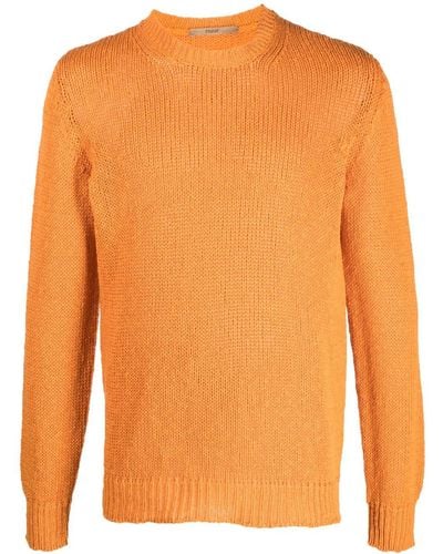 Nuur Crew-neck Knitted Sweater - Orange