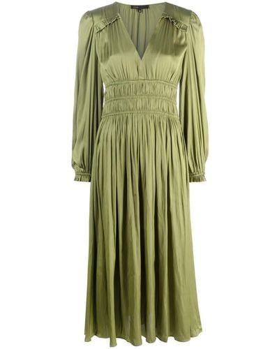 Maje Midi-jurk Met Ruches - Groen