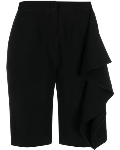 Gemy Maalouf Ruffled Crepe Tailored Shorts - Black