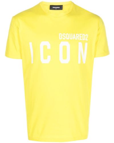 DSquared² Camiseta con logo estampado y manga corta - Amarillo