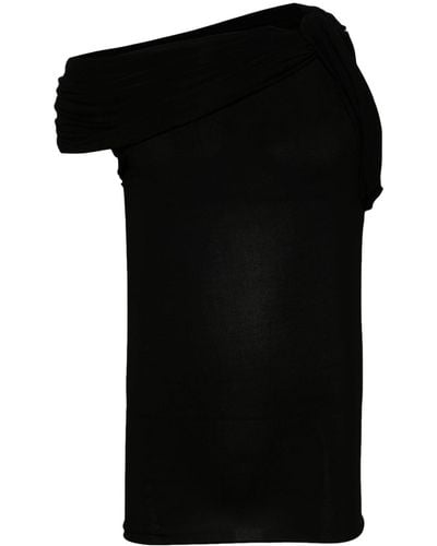 Rick Owens Asymmetric Neckline T-shirt - Black