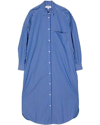 Enfold Long Striped Cotton-blend Shirt Dress - Blue