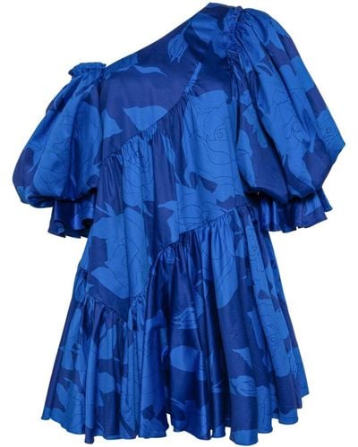 Aje. Robe en coton Casabianca à coupe courte - Bleu