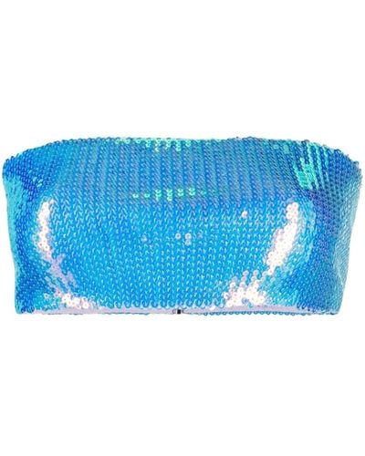 David Koma Sequin-embellished Strapless Crop Top - Blue