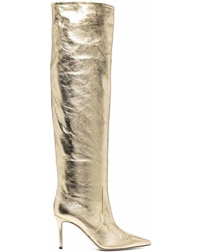 SCAROSSO X Brian Atwood Carra Metallic-effect Boots - Yellow