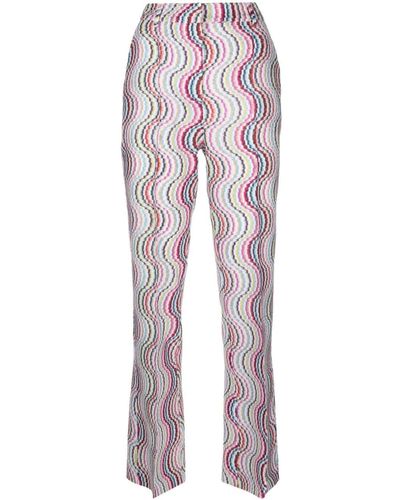 Missoni Wave-pattern Straight-leg Trousers - Red