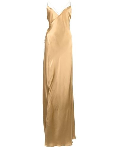 Michelle Mason Strappy Wrap Gown - Metallic
