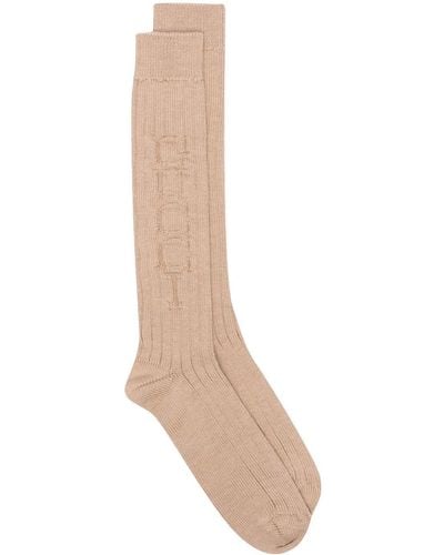 Gucci Gestrickte Socken mit Logo - Weiß