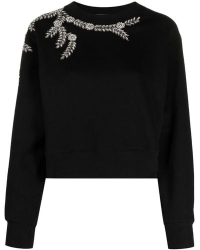 Sandro Crystal-embllished Long-sleeve Sweater - Black