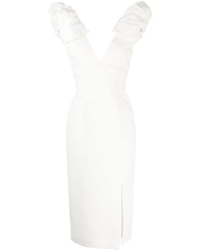 Rebecca Vallance Bon Ami Ruffle-trimmed Midi Dress - White