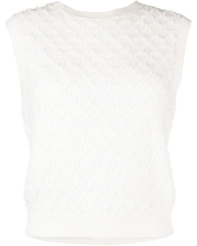 Maje Sleeveless Knitted Top - White