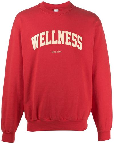 Sporty & Rich Sweatshirt mit "Wellness"-Slogan - Rot