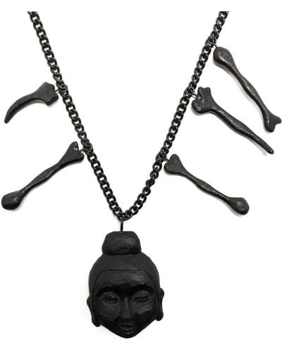 Yohji Yamamoto Collier à pendentif Bodhisativa - Noir