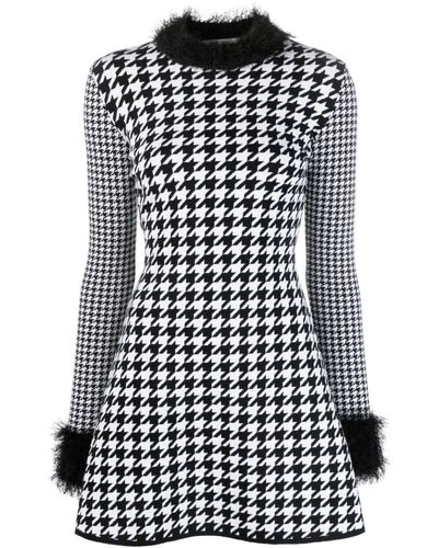 Viktor & Rolf Houndstooth-print long-sleeved dress - Nero