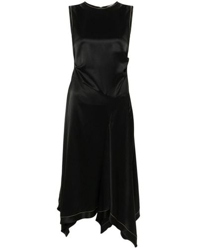 Acne Studios Pleat-detail Satin Maxi Dress - Black