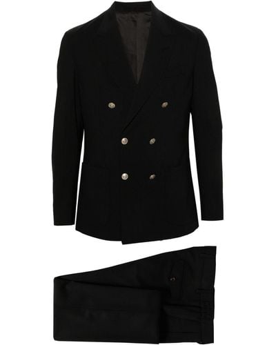 Eleventy Double-breasted Wool-blend Suit - Black
