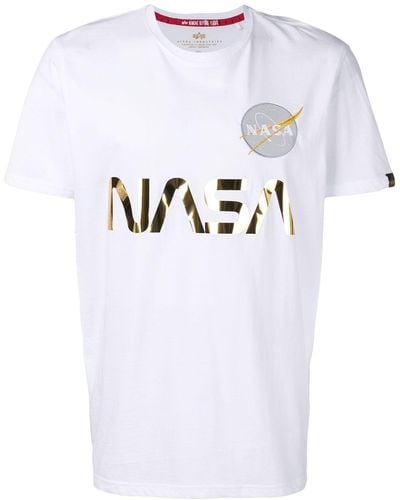 Alpha Industries Nasa T-shirt Met Reflecterende Stof - Wit