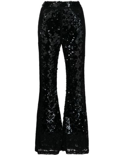 Cynthia Rowley High-waisted Sequinned Flared Trousers - Black