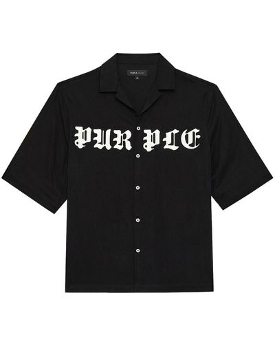 Purple Brand Gothic Wordmark Cotton Shirt - Black