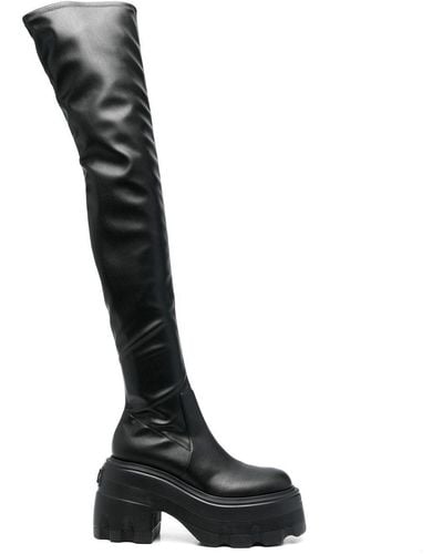 Casadei Overknee-Stiefel mit Plateausohle - Schwarz