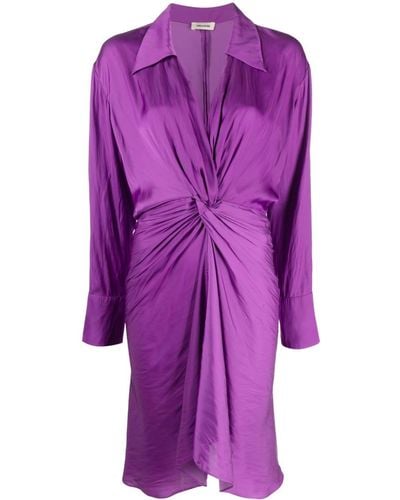 Zadig & Voltaire Rozo Knot-detail Satin Midi Dress - Purple