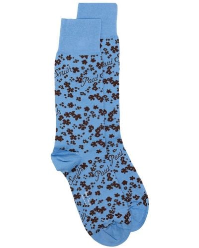 Paul Smith Calcetines con motivo floral en intarsia - Azul