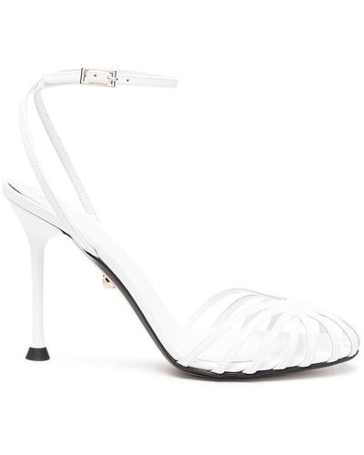 ALEVI Caged Stiletto-heel Leather Sandals - White