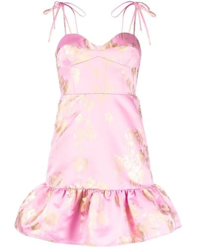 Cynthia Rowley Floral-print Foiled-finish Minidress - Pink