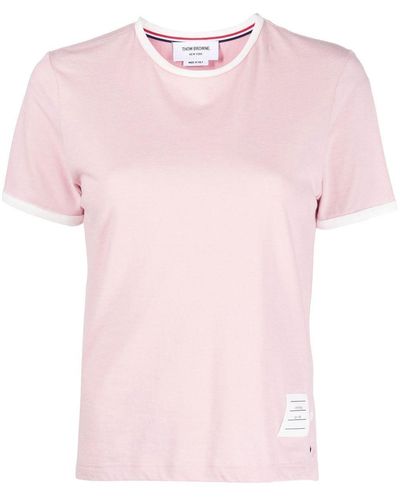 Thom Browne T-shirt Met Contrasterende Afwerking - Roze