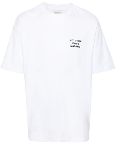 Drole de Monsieur Slogan-print Cotton T-shirt - White