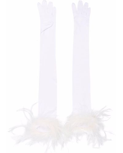 Styland Handschuhe mit Federn - Weiß