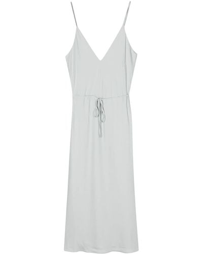 Calvin Klein V-Neck Crepe Midi Dress - White