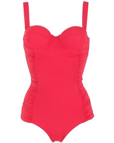 Isolda Vermelho Ruched-detail Swimsuit - Red