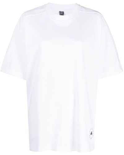 adidas By Stella McCartney T-shirt en coton mélangé à logo imprimé - Blanc