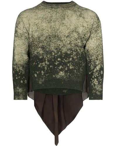Maison Margiela Scarf-detail Bleached Sweater - Green
