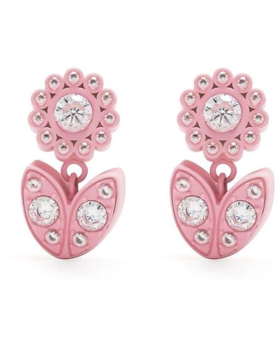 Bottega Veneta Crystal-embellished Flower Earrings - Pink