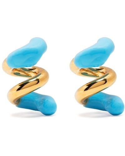 Sunnei Small Rubberized Curly Earrings - Blue