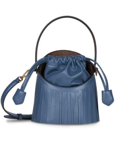 Etro Light Saturno Mini Bag With Fringes - Blue